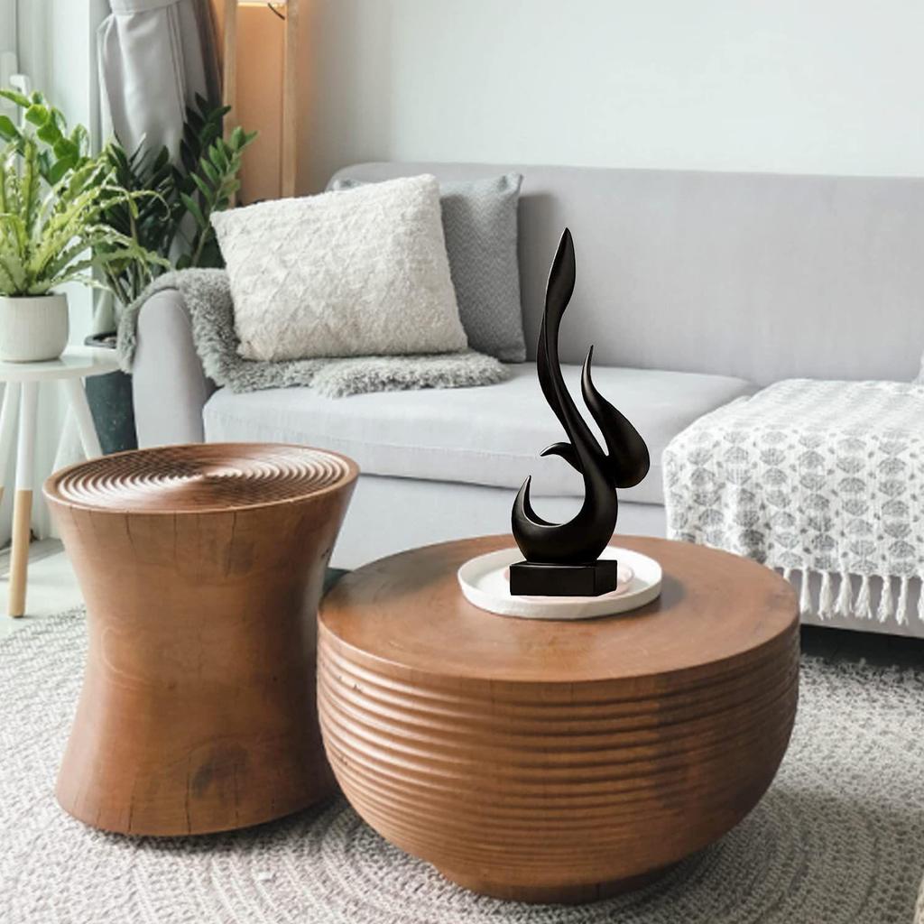 Home Décor Fire Shape Table Decorating Matte Finish Ceramic Figures - (Black)