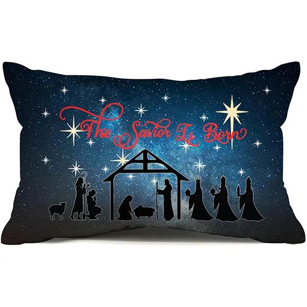 New Christmas Style Simple Letter Double-sided Printed Linen Pillow for Home Decoration, Sofa Waist Pillowcase