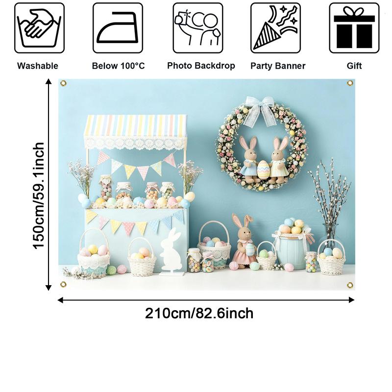 LS Blue Easter Backdrops Cake Smash Child Baby Photo Props Adult Kids Decors Cute Bunny Easter Egg Photography Studio Background