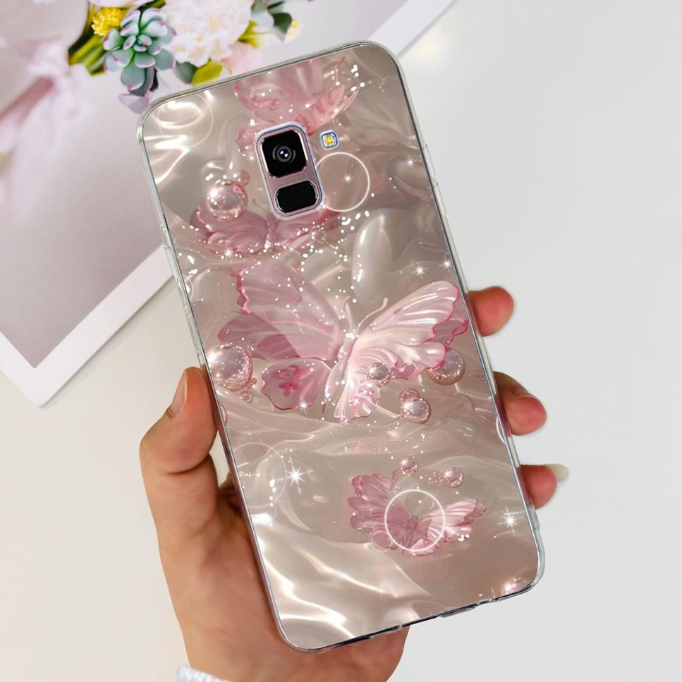 For Samsung Galaxy A8+ A8 Plus Case New Butterfly Flower TPU Soft Silicon Cover For Samsung A8+ 2018 SM-A730F Phone Case Funda