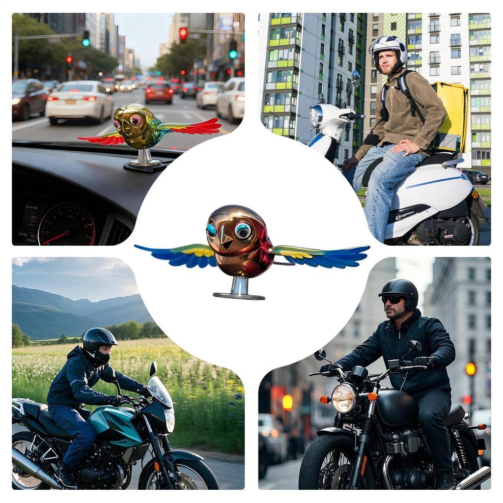 Motorcycle Helmet Decor Dynamic Funny Decor Bird Car Side Rearview Mirror Decorations For Women Riders Cyclist Commuting Travel