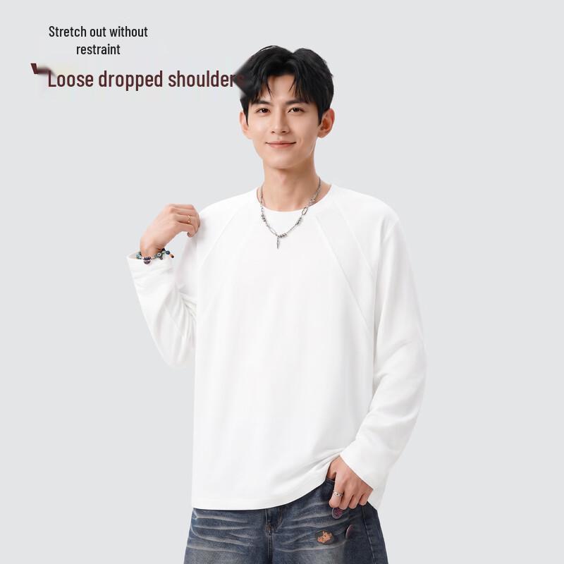 JEEP Men's 220G Heavyweight Pure Cotton Loose Fit Long-Sleeve T-Shirt