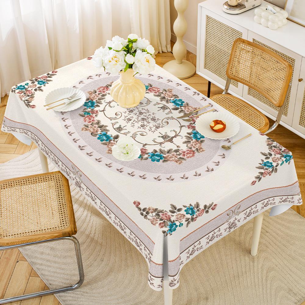 Central Asian Russian PVC Dining Tablecloth, Oil & Scald-Proof, Wash-Free, for Rectangular Tables.