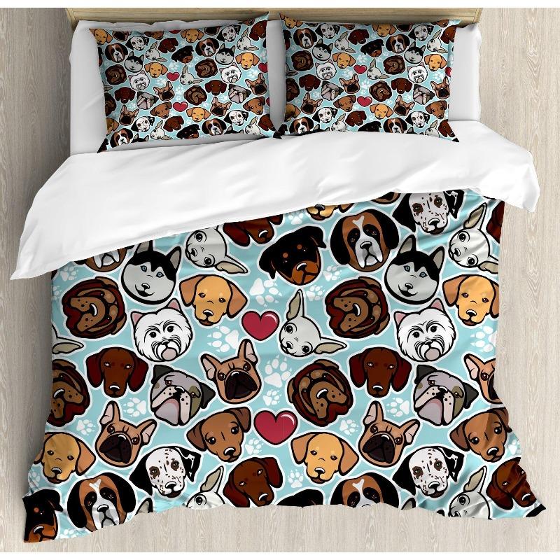 French Bulldog Duvet Cover Set Cute Animal Modern Decorative 3 Piece Bedding Set With 2 Pillowcase Dog Pattern Comforter Covers