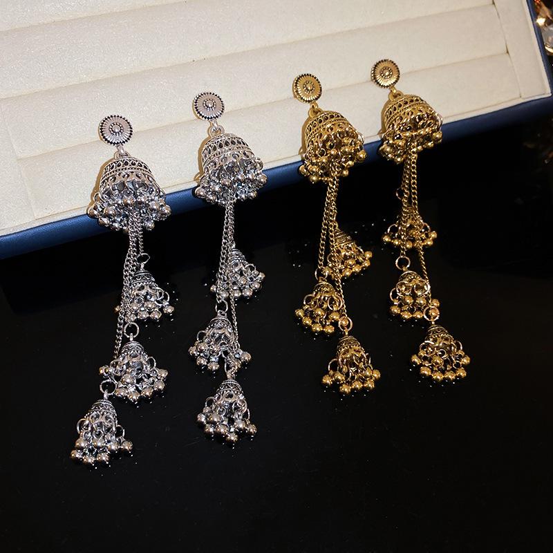 Vintage Metallic Tassel Earrings: Distressed Ethnic Style for a Unique, High-End Look