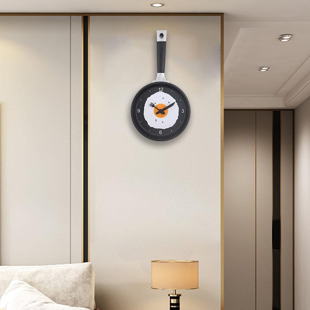 3D Pan Fried Egg Shape Pot Battery Operated Wall Clock Modern Kitchen Decoration