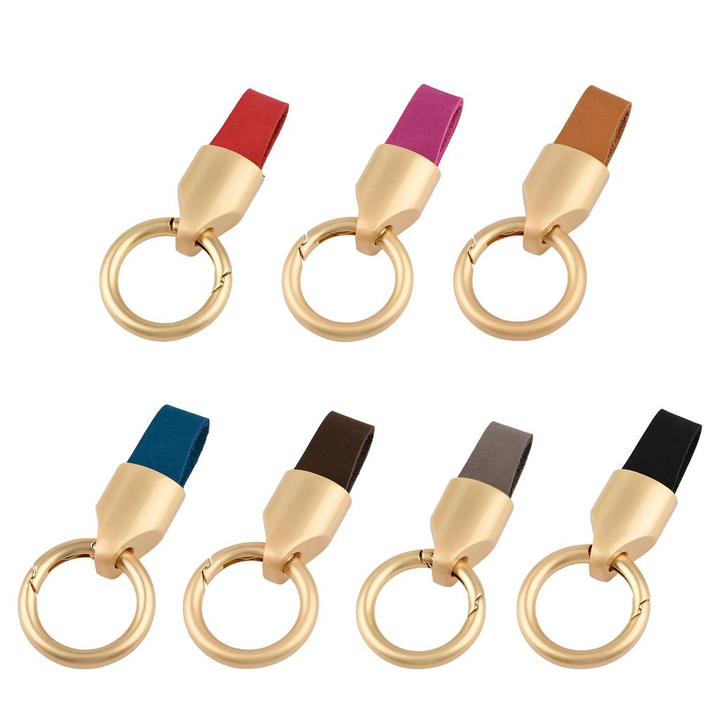 Fashion Leather Keychain Metal Key Chain Rings Car Keyring Holder Bag Charm Gift for Women Men Antilost Buckle Accessory