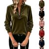 Damen Casual Samt-Sweatshirt mit, Langarm-Pullover