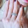 Huitan Hollowed-out Flower Wide Women’s Rings Exquisite Shiny Cubic Zirconia Finger Accessories Trendy Wedding Bridal Jewelry