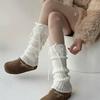 Y2K Japanese Lolita Girls Lace Bow Leg Warmer Women Knitted Warm Foot Cover Black White Knee Warmers Long Socks Jk Crochet Socks