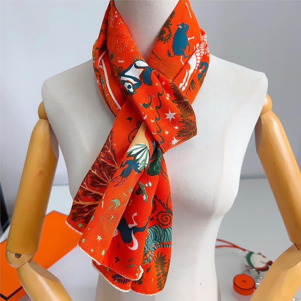 Herringbone Velvet Scarf: Winter, Versatile, Thickened, Hand-Rolled Edges, Small & Long