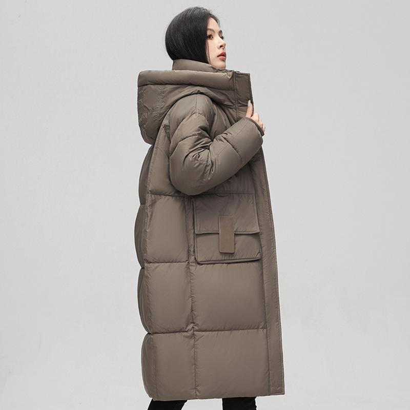 Women's windproof lightweight hooded fluffy warm and cold loose long casual sports jacket high quality fabric cotton jacket coat