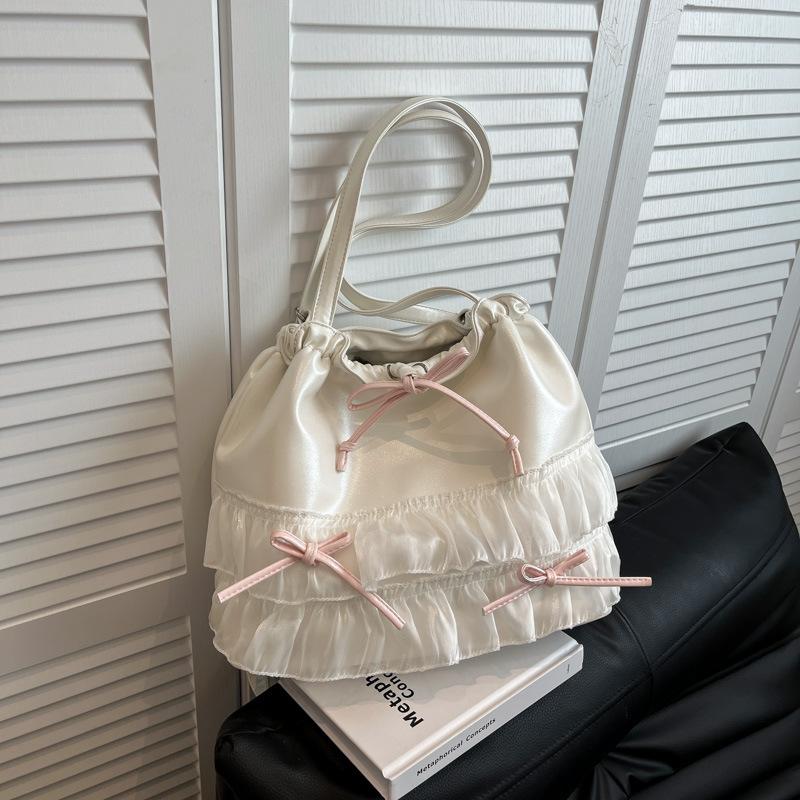 

Зарубежный заказ 2025 лето высококлассная девчачья повседневная сумка под мышкой женская модная сумка-ведро большая вместительная сумка на плечо белый