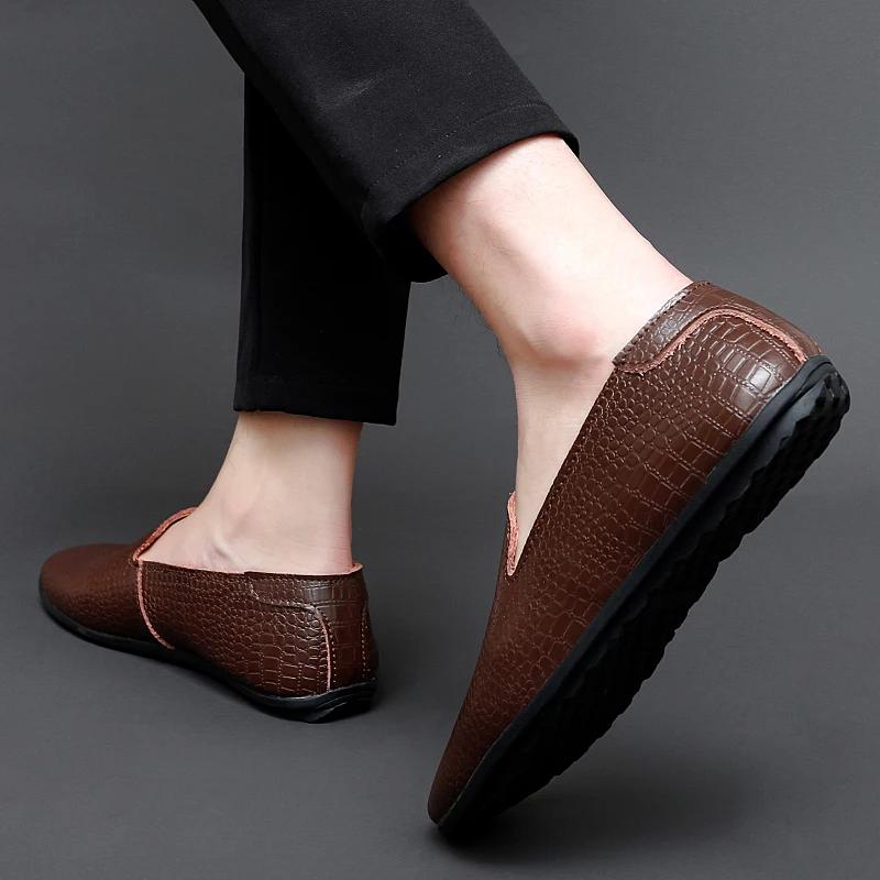 Herrenschuhe Slipper England Atmungsaktive Herren Echtleder Slipper Bequeme Schuhe für Herren Leichter Slipper für Herren