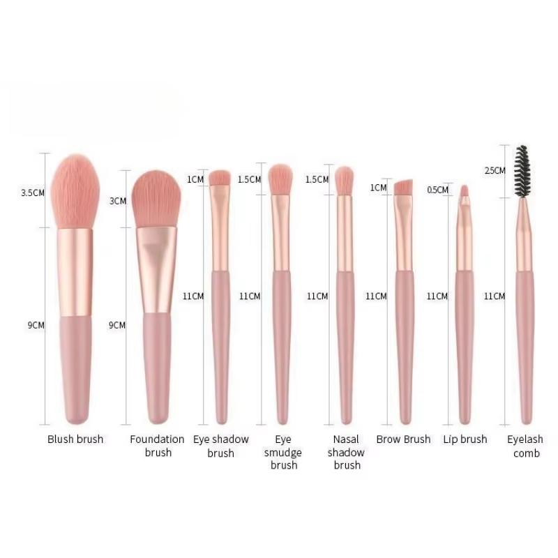 8 Pcs Premium Professional Makeup Brush Set Soft Synthetic Bristles Portable Pu Case For Daily Use Travel And Beauty Enthusiasts