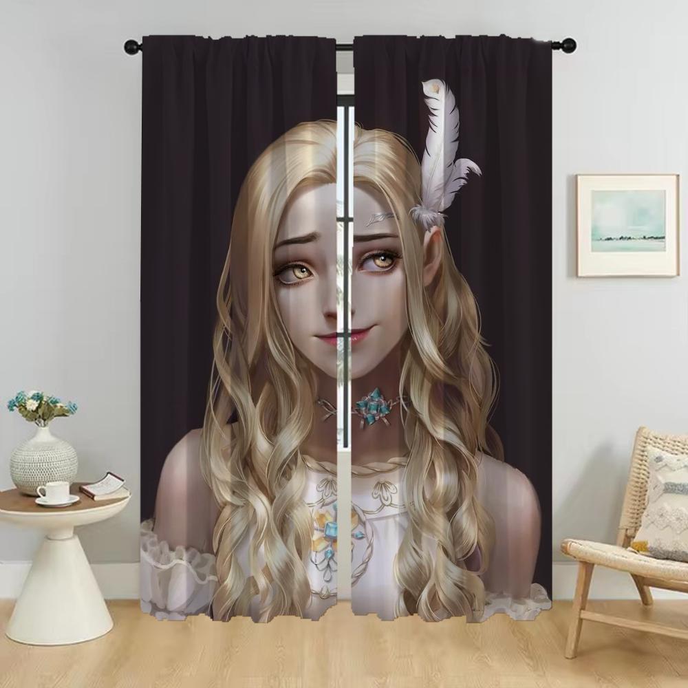 Female Elf Anti-mosquito Curtains for Living Room Kitchen Curtains 2 Pieces Window Curtain Shades Halloween Decoration Partition