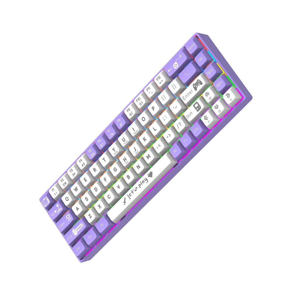 68 Keys Mechanical Keyboard with LED Backlit Blue Wired Portable Gaming Keyboard