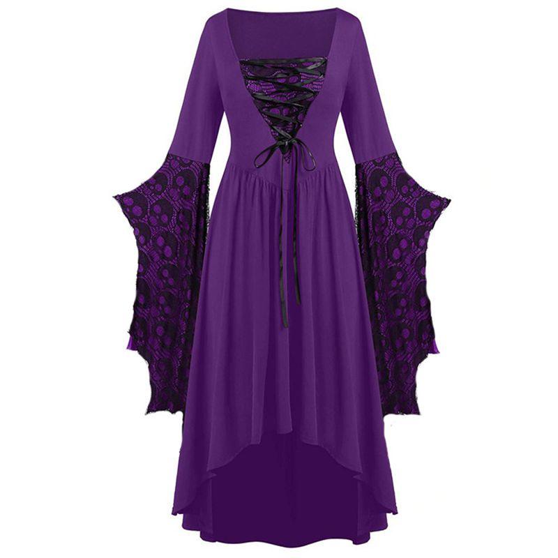 Women Ladies Medieval Renaissance Gothic Witch Cosplay Retro Fancy Dress Costume