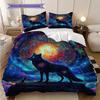 Wolf Pattern Bedding Quilt Set Quilt Cover Pillowcase Home Decoration Birthday Gift (1 * Duvet Cover + 2 * Pillowcase, Without Core)