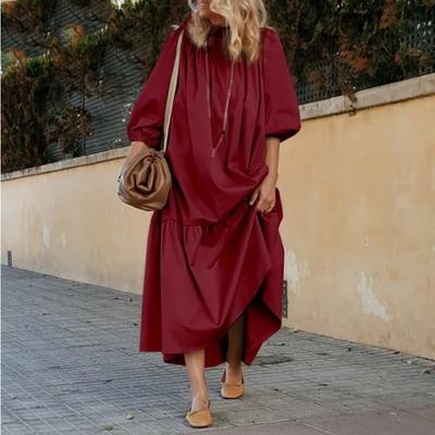 Summer Women's Long Dresses Loose Casual Summer Sexy Off Shoulder Long Sleeved Dress
