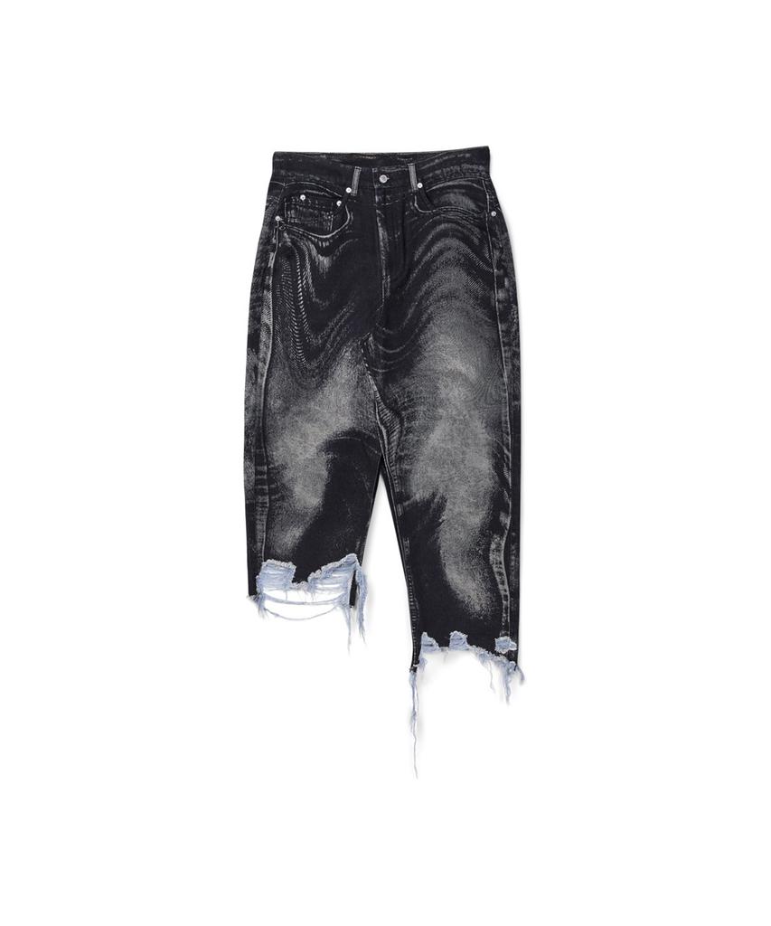 Camper Lab Distorted Denim Skirt Black-Grey