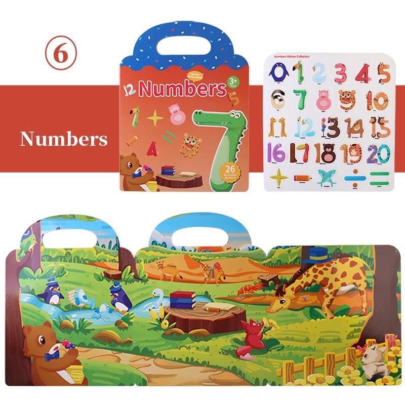 

Дитяча книжка-наклейка Yc Тварини, Динозаври та Морські Сцени Для Раннього Розвитку та Розвитку Концентрації Number