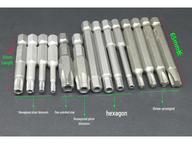 Bicycle Bit Repair Tool Set: Inner Pentagon, Star, Triangle, Tri-Wing, Hexagon Screwdrivers
