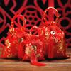 Chinese Style Canvas Flower Drawstring Bag Large Capacity Festive Sugar Bag  Festival