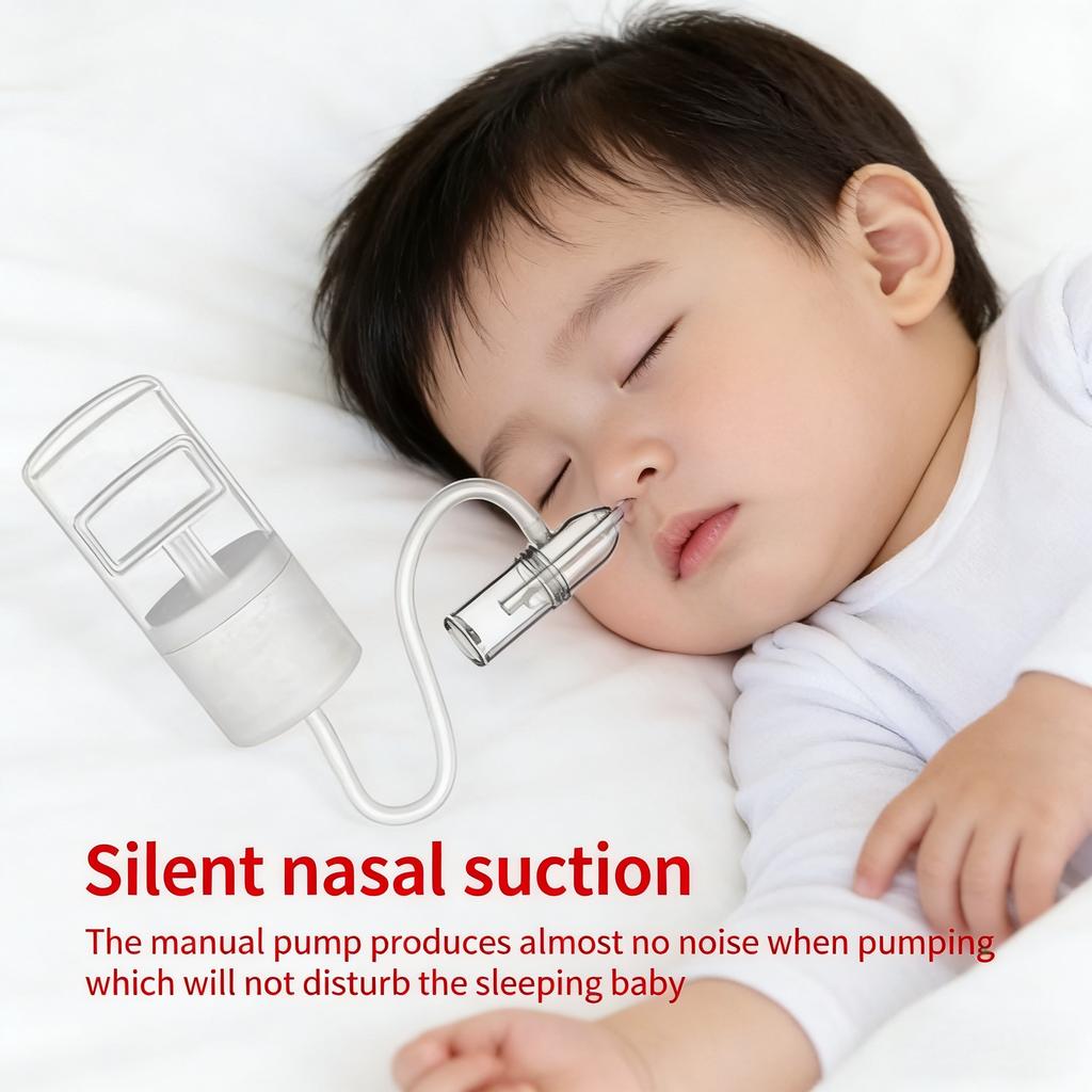 Manual Baby Nose Aspirator Hand Suction Device with Powerful Extraction Non Electric Compact Design for Infant Toddler Nasal Care