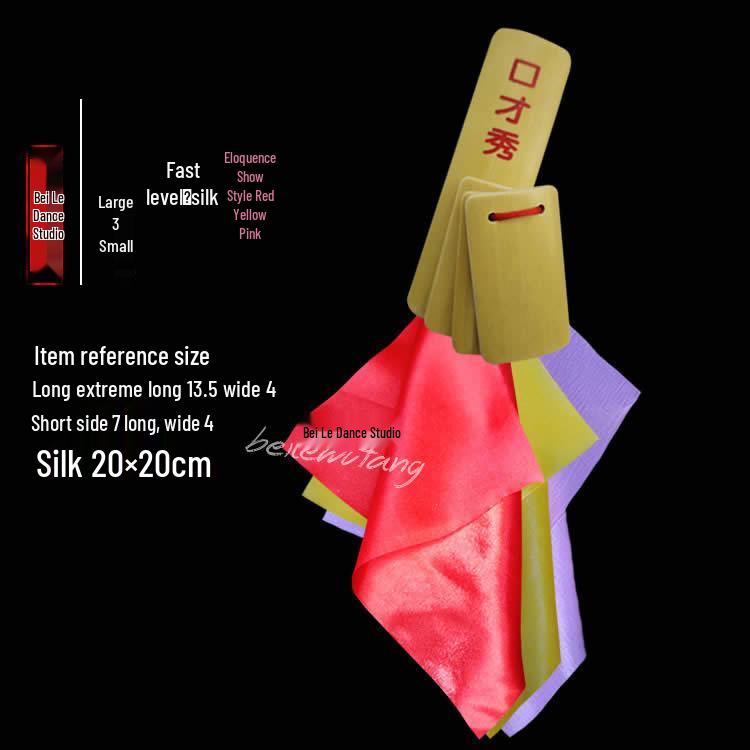 Small Square Towels for Adult Performance and Kindergarten Dance Props: Bamboo Clappers and Silk Ribbons for Eloquence Training