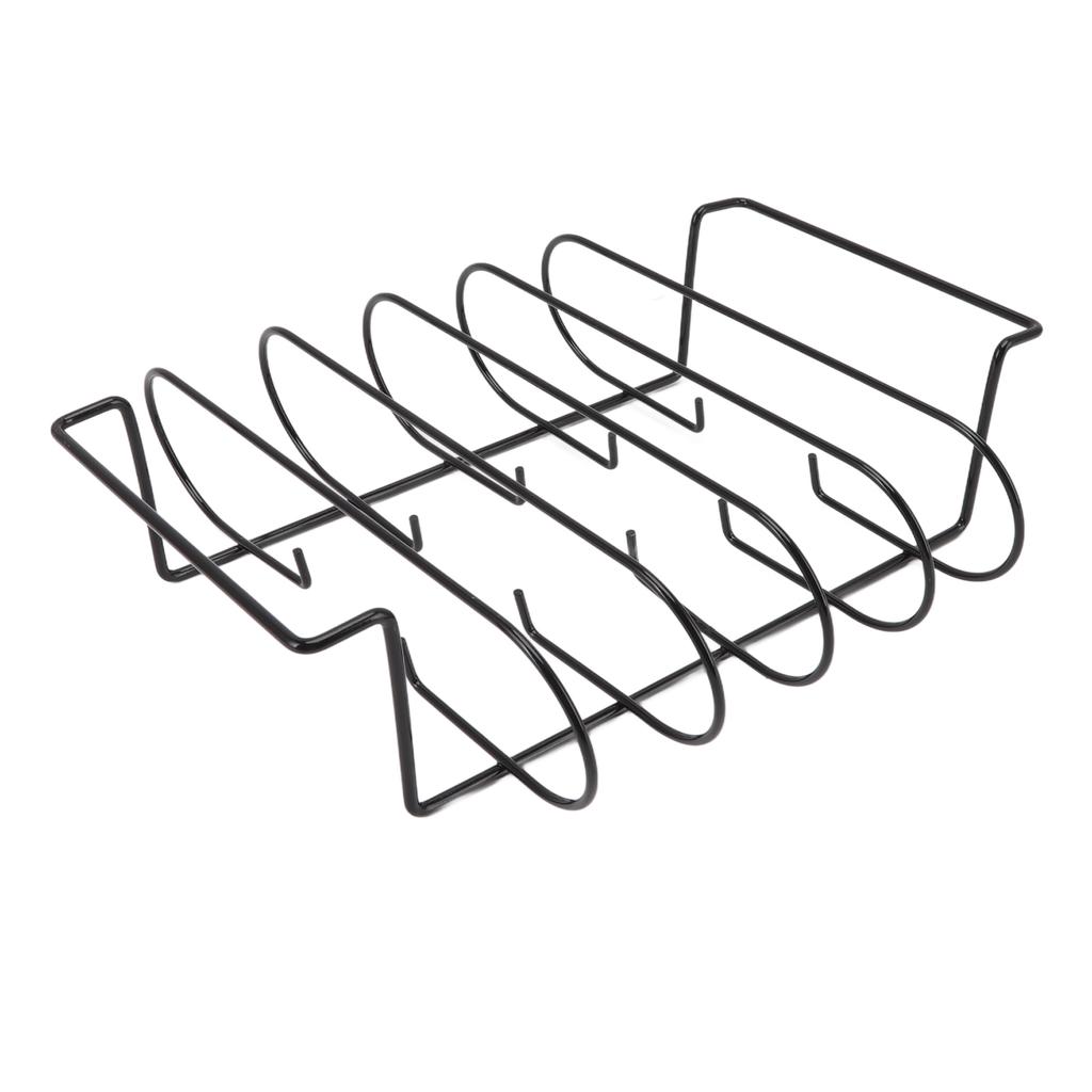 Rib Rack Iron Roasting Stand for Smoking and Grilling Holds Up To 4 Ribs for Outdoor BBQ