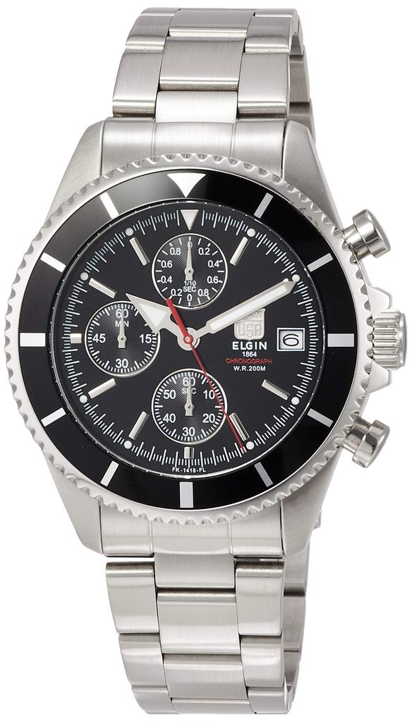Elgin Chronograph Watch FK1418S-B Men's Silver