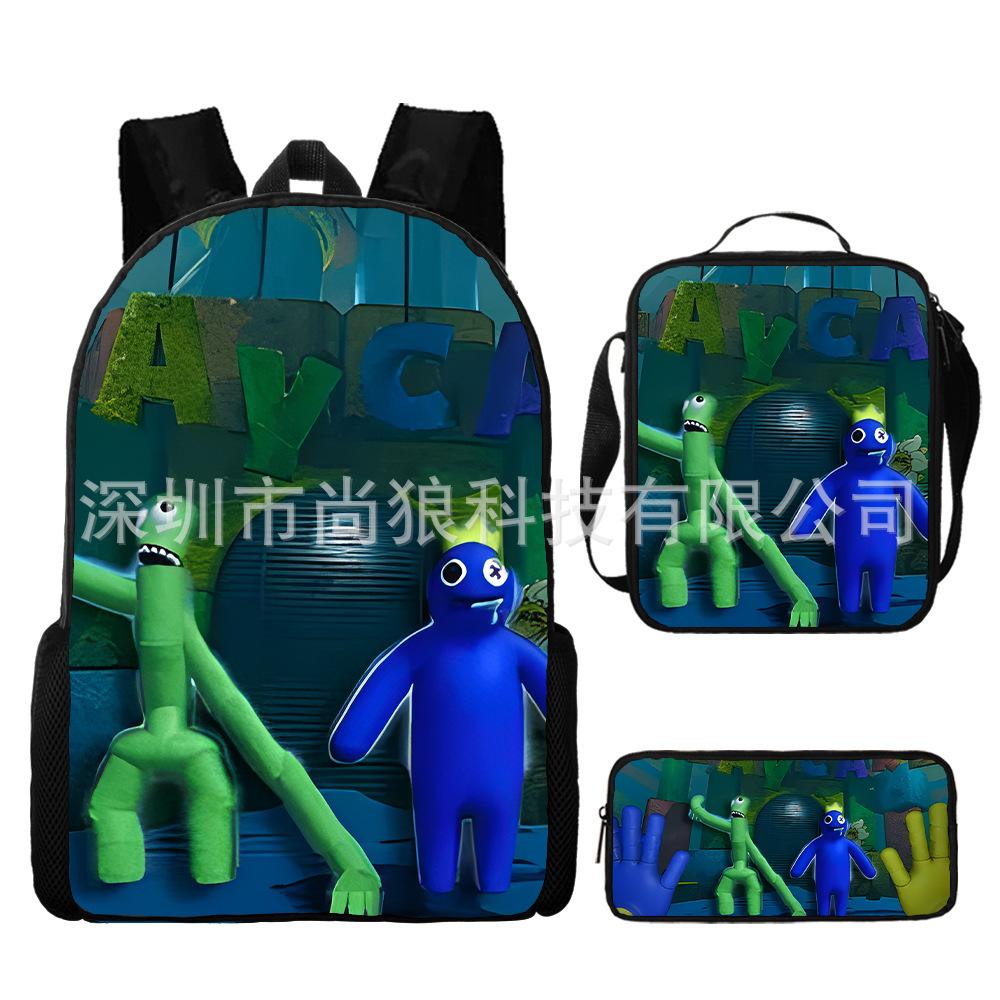 Rainbow Friends Rainbow Friends Student School Bag Digital Printed Oxford Cloth Backpack Satchel Pencil Case