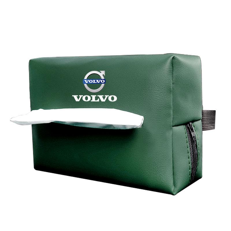 Leather Car Tissue Box Sun Visor Seat Back Hanging Bag Accessories For Volvo Rdesign V60 V40 XC90 S60 C30 XC60 V50 V70 S90 AWD