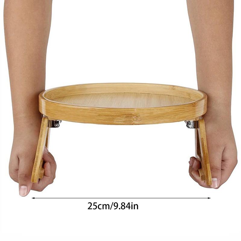 Sofa Tray Natural Bamboo Sofa Armrest Clip-On Tray Portable Table Phone Holder Snack Tray for Remote Control/Coffee/Snacks