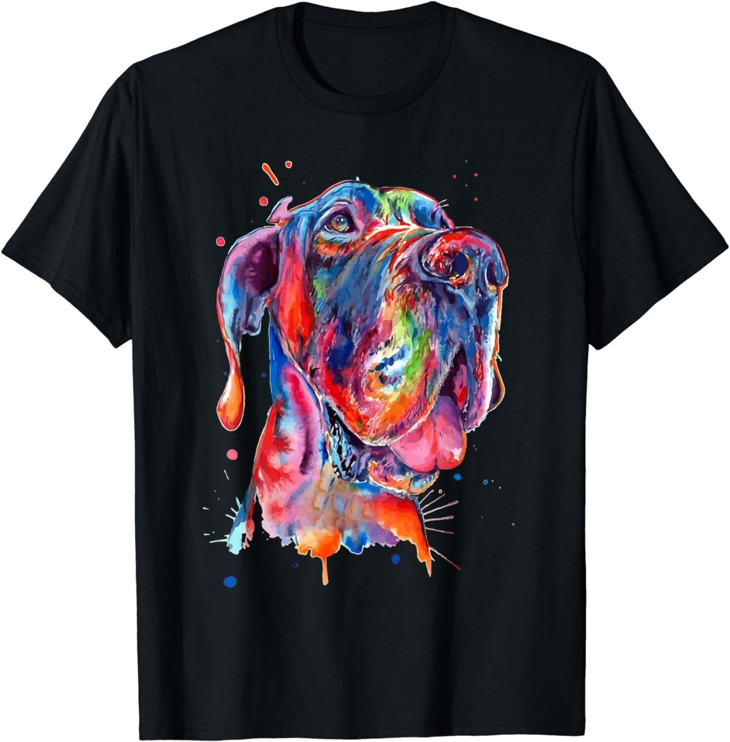 Great Dane Splash Art Dane Gift Unisex T-Shirt S разноцветный