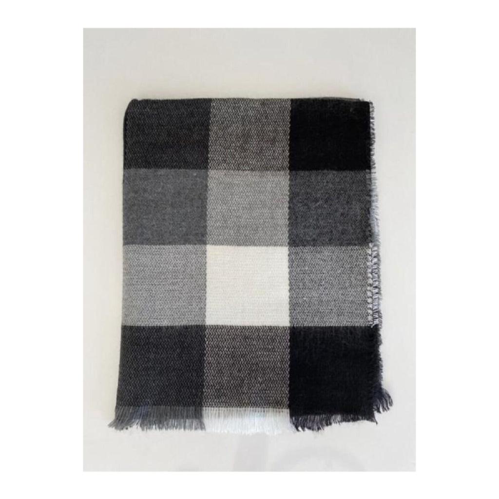 Black And White Checkered Soft Textured Scarf