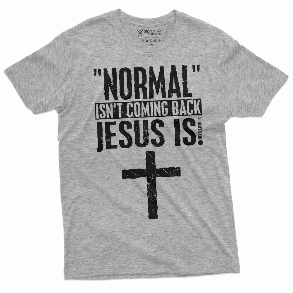 

Нормальность не возвращается Иисус это футболка Христианская Иисус Христос Бог Футболка XL