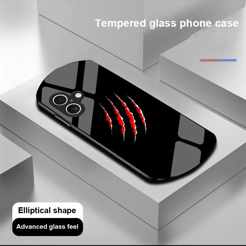 Funny Devil Eyes For Apple IPhone 16 11 13 15 14 Pro Max 12 Mini 7 8 Plus XR X XS Elliptical Shaped Tempered Glass Phone Case