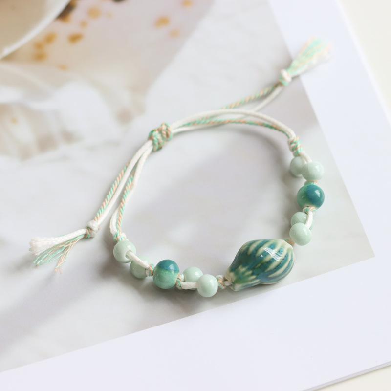 Ethnic Style Artistic Woven Jingdezhen Ceramic Hand Rope Student Children's Bracelet