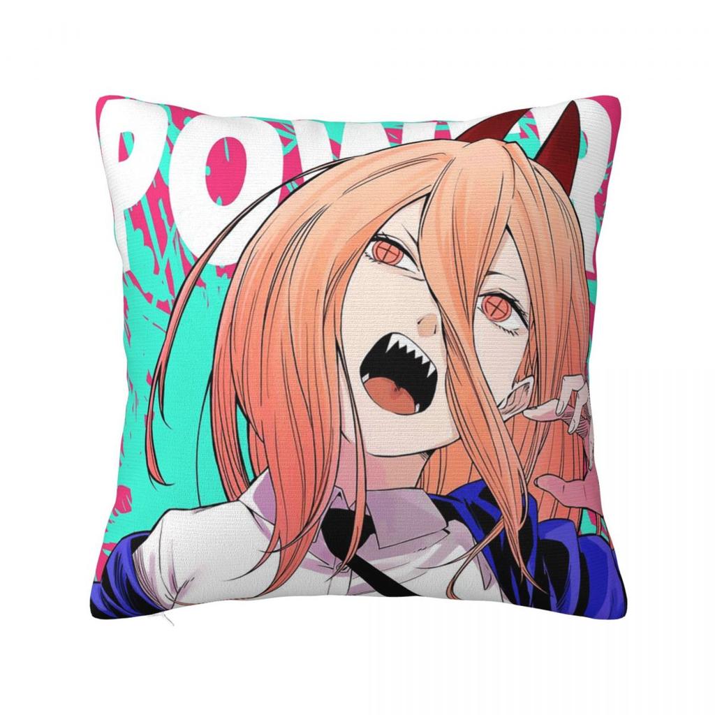 Anime Chainsaw Man Square Pillow Covers Bed Car Cushion Cover Creative Throw Pillow Case
