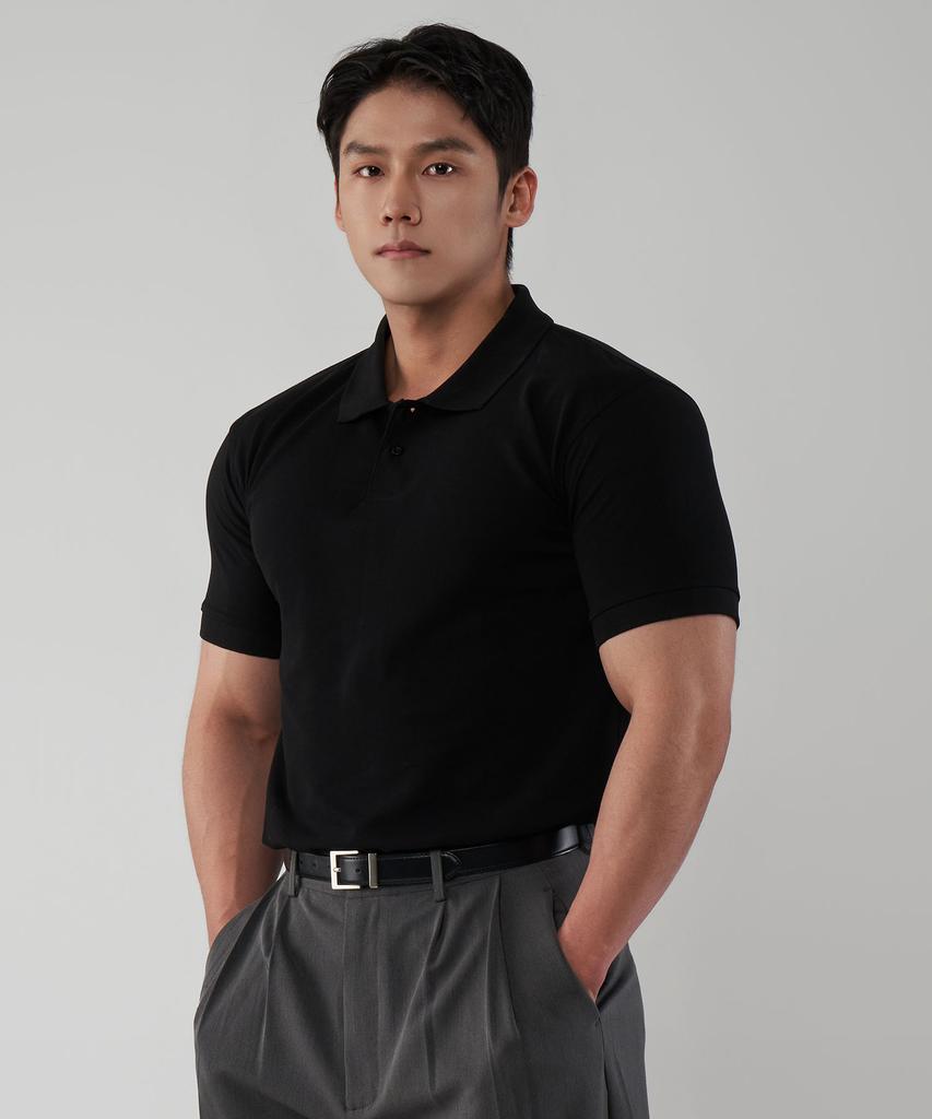 UNTAPPED STUDIO [2Pack] Muscle Fit Cotton Polo Pique Collar Short Sleeve T-Shirt 2 Colors