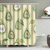 Fruit Pattern Shower Curtain SetModern Bath Decor with Pear Design Green Cream Colors (60 X 72) [Product CodeQ1458]