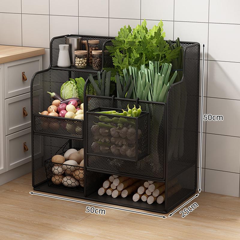 Multi-functional Kitchen Storage Rack: Multi-layer Basket for Fruits, Vegetables, Onions, Ginger, and Garlic