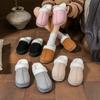 Cotton Slippers for Women, Thick-soled, Comfortable and Warm for Home Use, Half-pack Snow Boots, and Outerwear Shoes