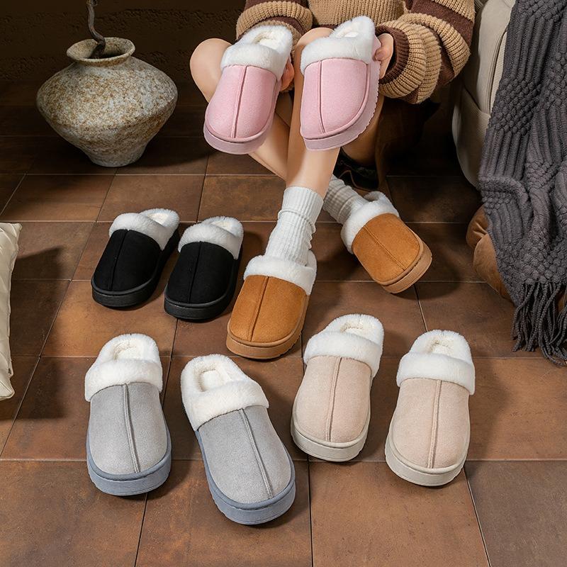 Cotton Slippers for Women, Thick-soled, Comfortable and Warm for Home Use, Half-pack Snow Boots, and Outerwear Shoes