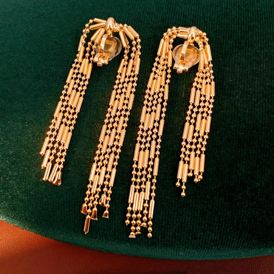 Luxurious European/American Style No-Piercing Tassel Long Chain Ear Bone Clip Earrings