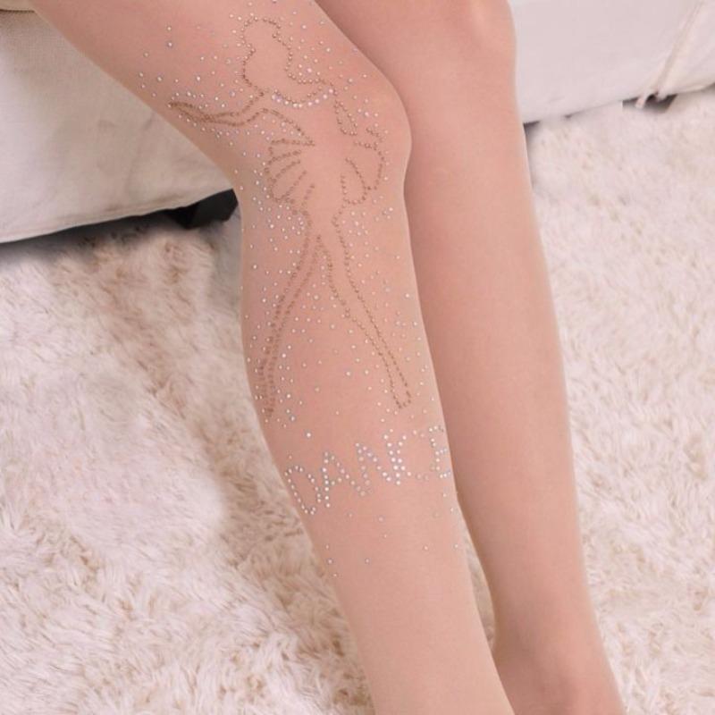 Summer Stockings Pantyhose with Rhinestones - Ultra-Thin Velvet Footed Sexy Sheer Anti-Run Tights