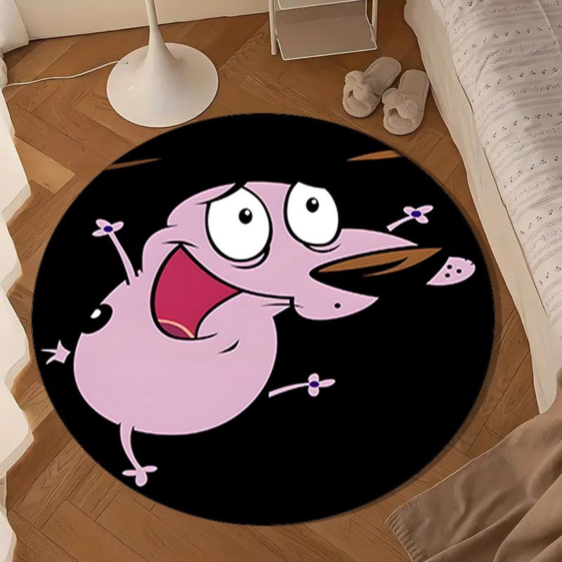 Cowardly Dog Cartoon Round Rug for Livingroom,Bedroom, Palyroom, Chair Rug, Area rug, Circle Carpet, Large Size Fan Christmas gift