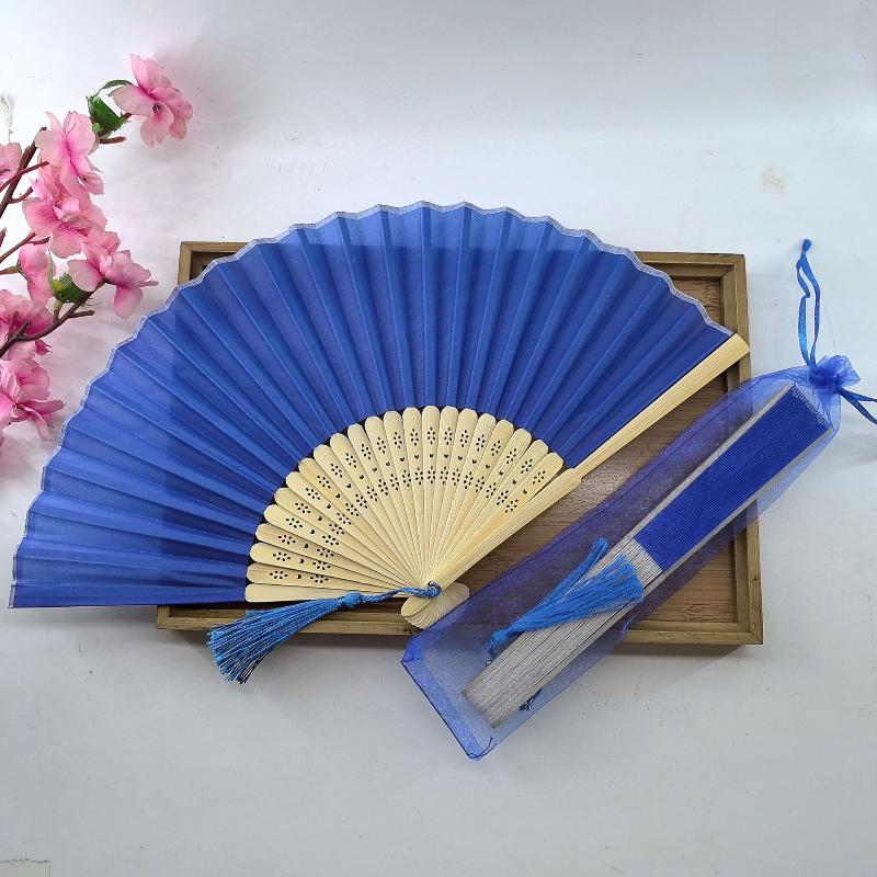 Faltbarer Handfächer aus Bambus 23cm Chinesischer Stil mit Organzabeutel Langlebig und Leicht für Tanzparty